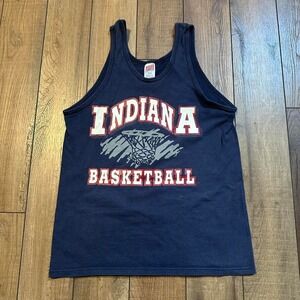 Vintage Indiana Hoosiers basketball navy blue tank top made in USA‎ size small